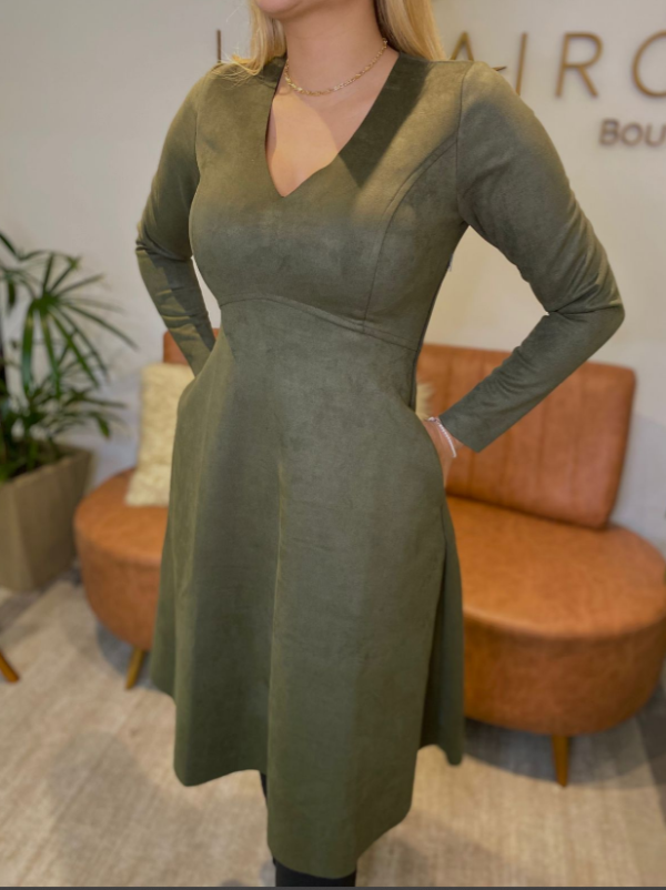 Vestido suede verde musgo